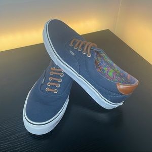 Navy Blue and Leather Vans Men’s 9 / Woman’s 10.5